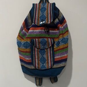 Pinzon Aztec Woven Drawstring Boho Hippie Colorful Backpack